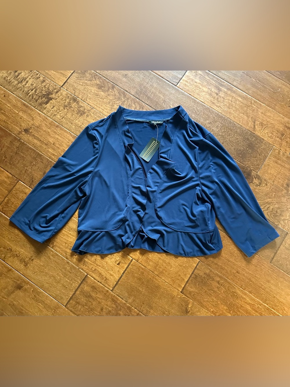 New with tags Just Love navy blue ruffle cardigan, women’s plus size 2X. - Picture 2 of 10